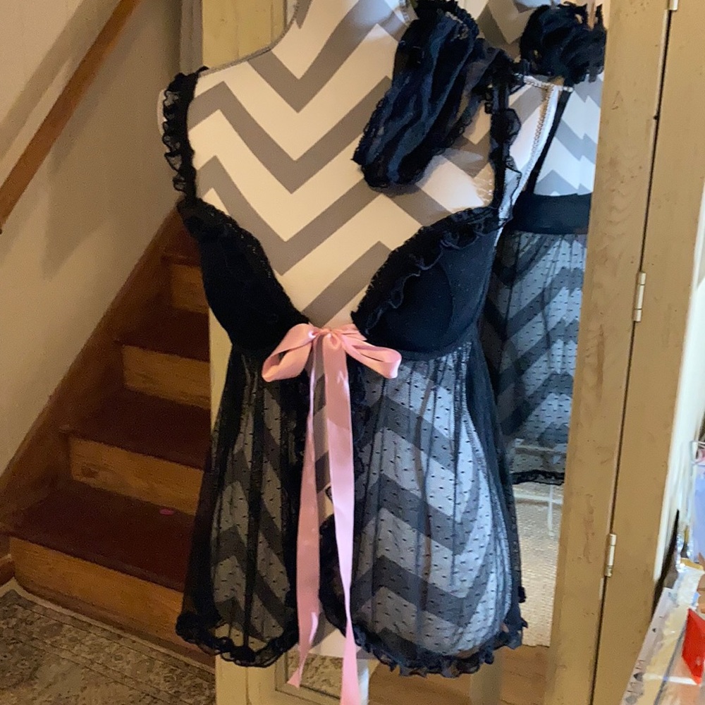 36C black lace nighty with panties new w/out tags